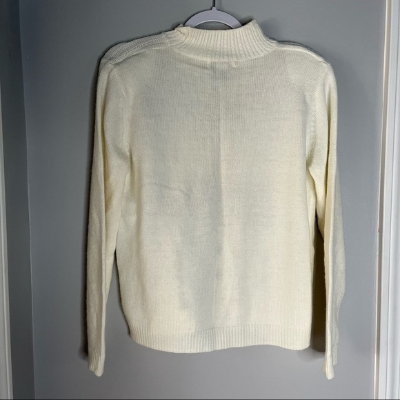 Alfred Dunner White Floral Ugly Sweater Size Petite Large Mockneck Vintage - Picture 6 of 9